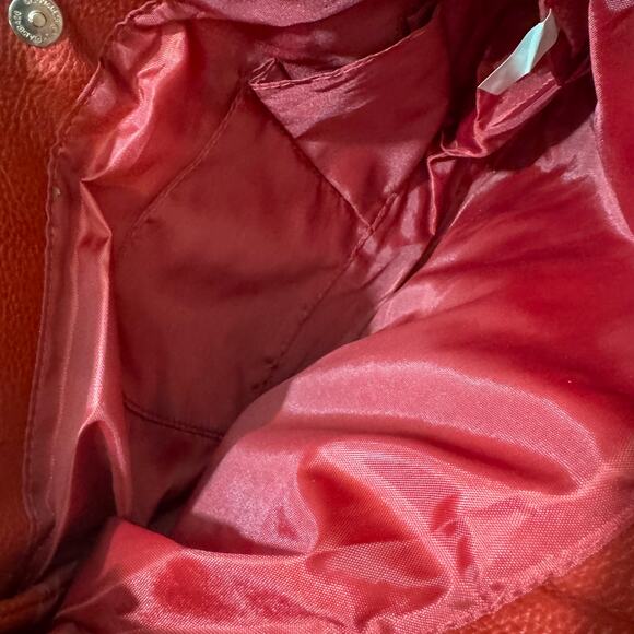 Vintage Red Pebbled Leather Slouchy Hobo Bag | Silver Hardware & Shoulder Straps - Picture 7 of 7